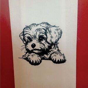 Maltese Silhouette Embroidered Hand Towel